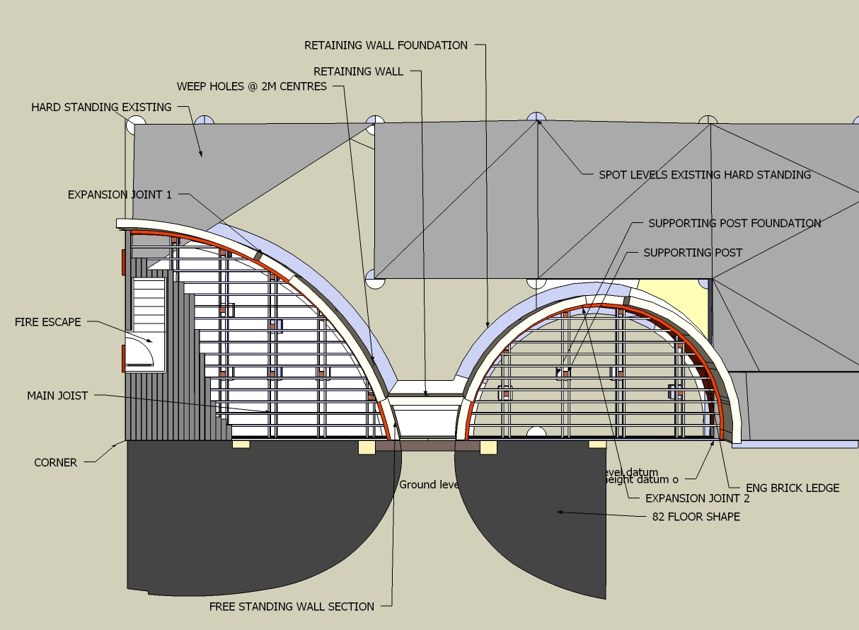 Plan view of new landscape scheme decking construction 1